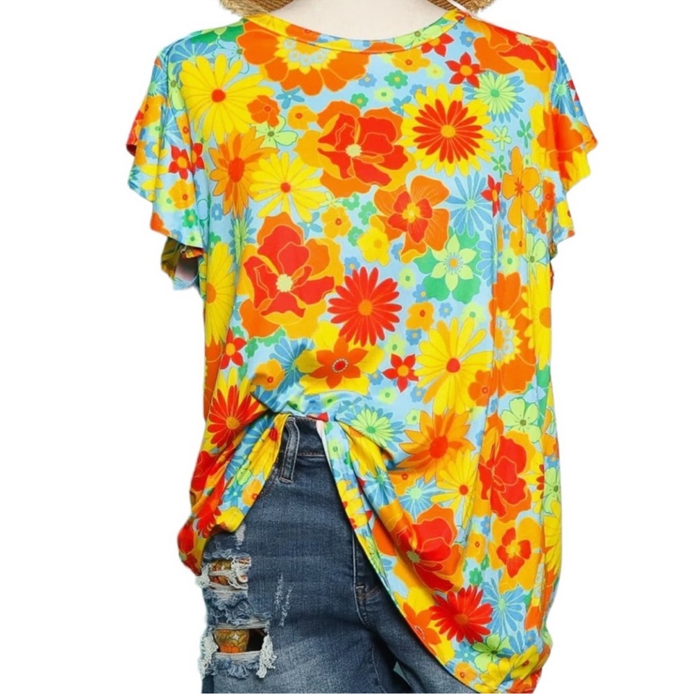 Haptics by Holly Harper Ruffle Flutter Sleeve Pullover Top Tee Blouse EUC Sz 2x